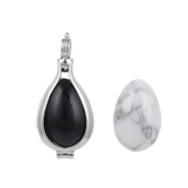 Pendant exchange set eggs, Magnesite and Obsidian, rhodiniert | Marco Schreier