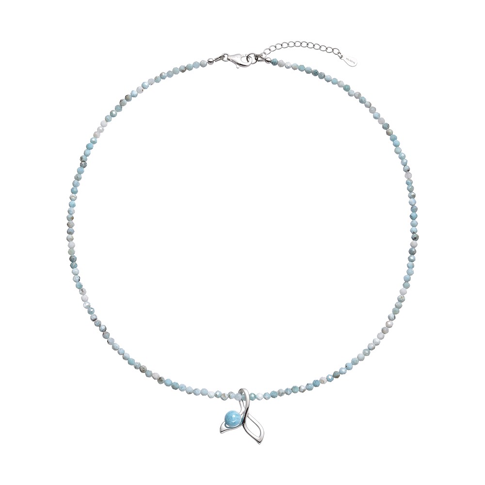 Chaîne Larimar avec pendentif nageoire baleine, rhodié | Marco Schreier