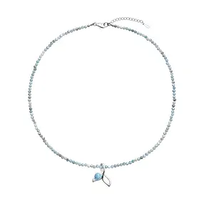 Kette Larimar mit Anhänger Walflosse, rhodiniert | Marco Schreier