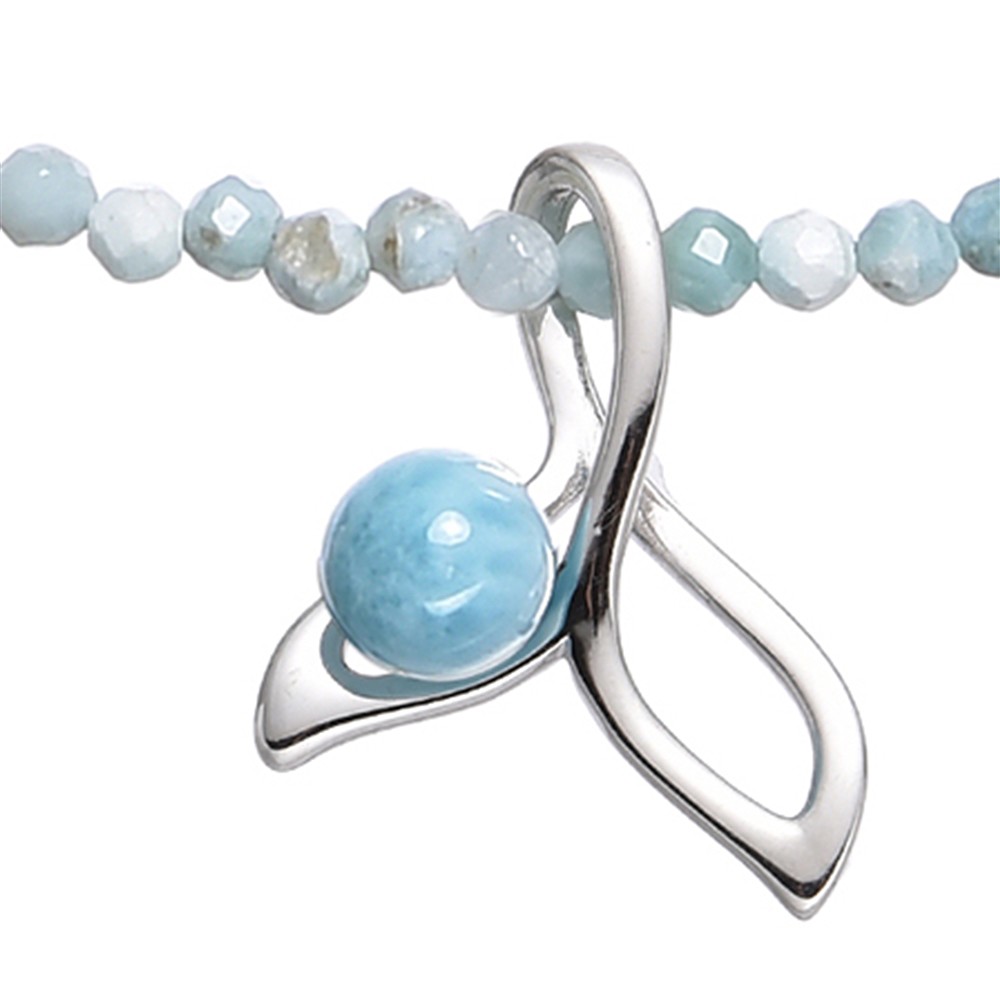 Chaîne Larimar avec pendentif nageoire baleine, rhodié | Marco Schreier