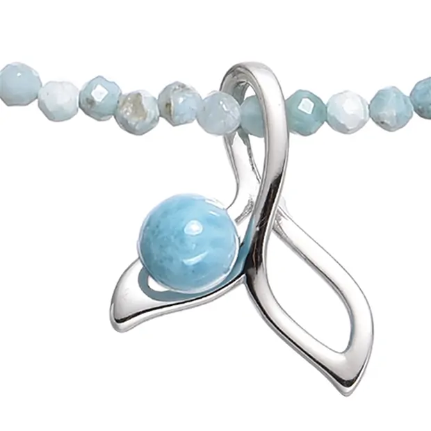 Collana in Larimar con ciondolo a pinna di balena, rodiato | Marco Schreier