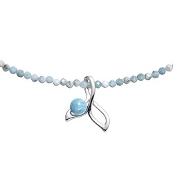 240018250015 Kette Larimar mit Anh&#xE4;nger Walflosse, rhodiniert | Marco Schreier