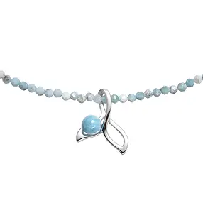 Kette Larimar mit Anhänger Walflosse, rhodiniert | Marco Schreier