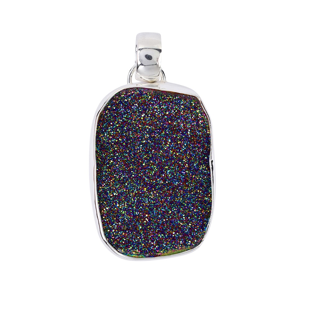 Agate Druzy pendant (titanium-plated), 4.3 cm | wholesaler gems & healing stones