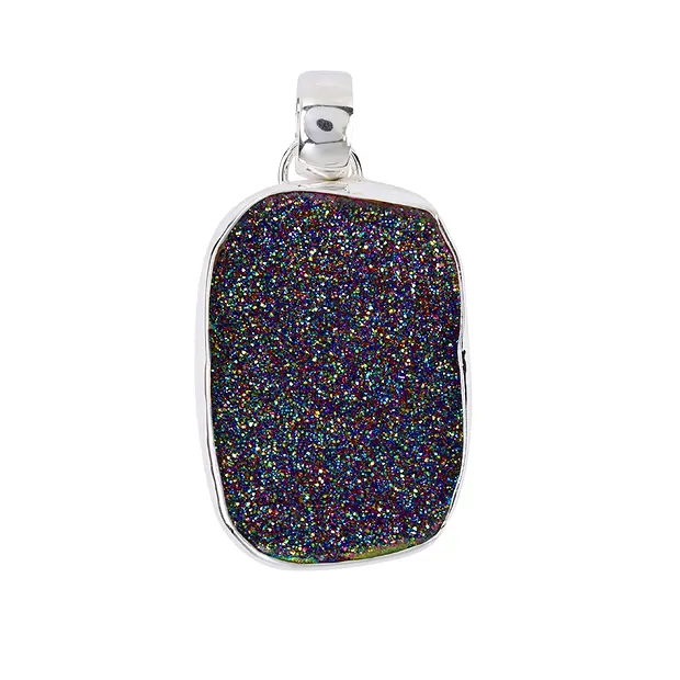 Anhänger Achat Druzy (Titan plattiert), 4,3cm | Edelsteine, Heilsteine & Schmuck