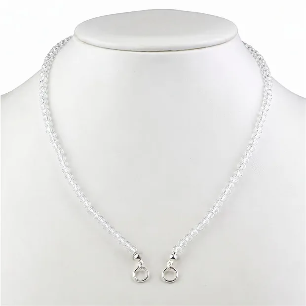 Modular necklace 4mm/70 cm Rock Crystal with two 925 silver end rings | Marco Schreier