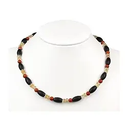241005160034 Colliers Onyx, Jaspe, Citrine ("noir-rouge-or"), 45 - 51cm | Marco Schreier
