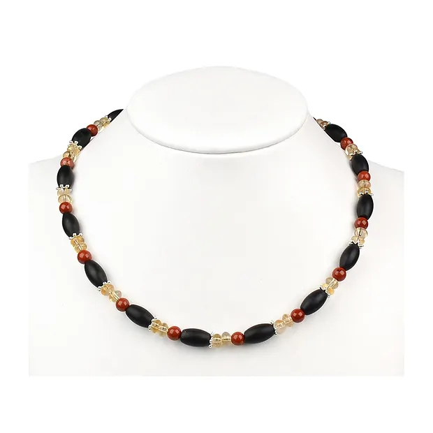 Colliers Onyx, Jaspe, Citrine ("noir-rouge-or"), 45 - 51cm | Marco Schreier