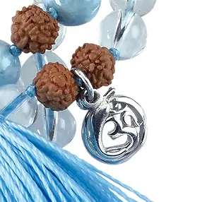 Gemstone mala Rock Crystal, Larimar (openness) | gems, healing stones & jewelry
