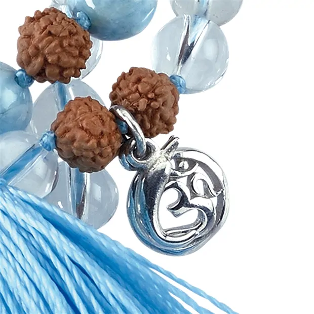 Gemstone mala Rock Crystal, Larimar (openness) | gems, healing stones & jewelry