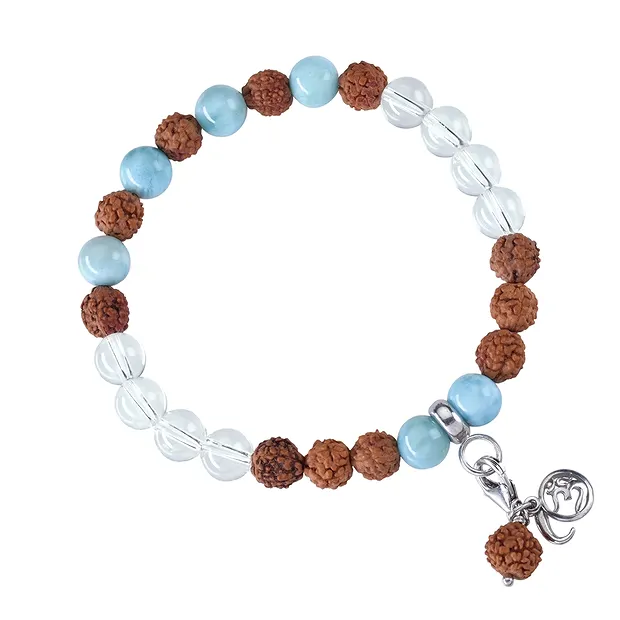 Gemstone mala Rock Crystal, Larimar (openness) | gems, healing stones & jewelry