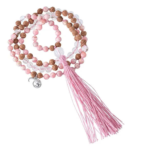 Gemstone mala Rhodochrosite, Rock Crystal (pick-me-up) | Marco Schreier