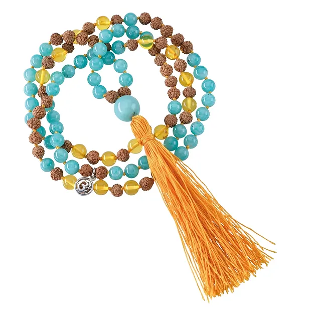 Gemstone mala Amazonite, Amber (self-determination) | Marco Schreier