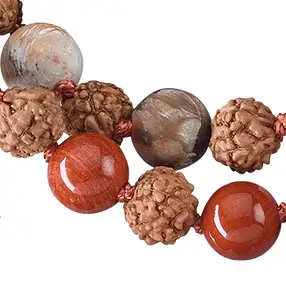 Gemstone mala Petrified Wood, red Jasper (red) (grounding) | Marco Schreier