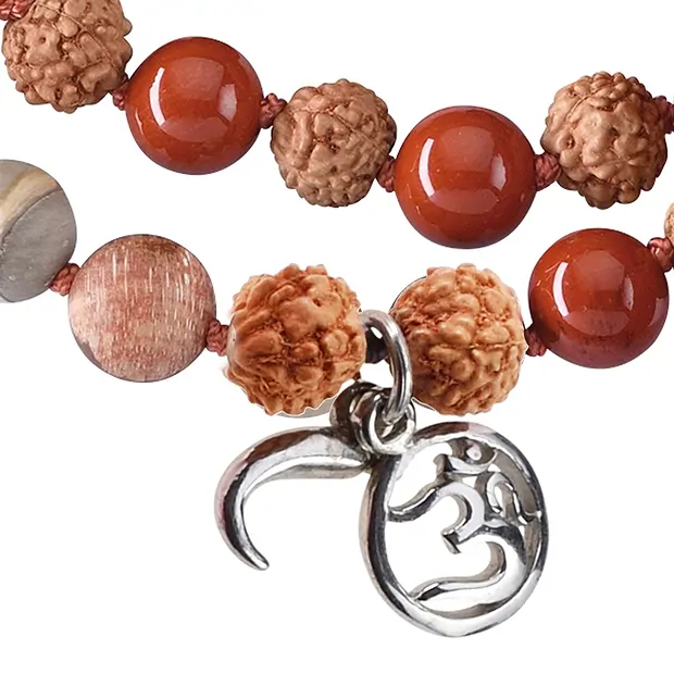 Gemstone mala Petrified Wood, red Jasper (red) (grounding) | Marco Schreier