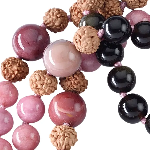 Gemstone mala Mookaite, Obsidian, Rhodonite (healing) | Marco Schreier