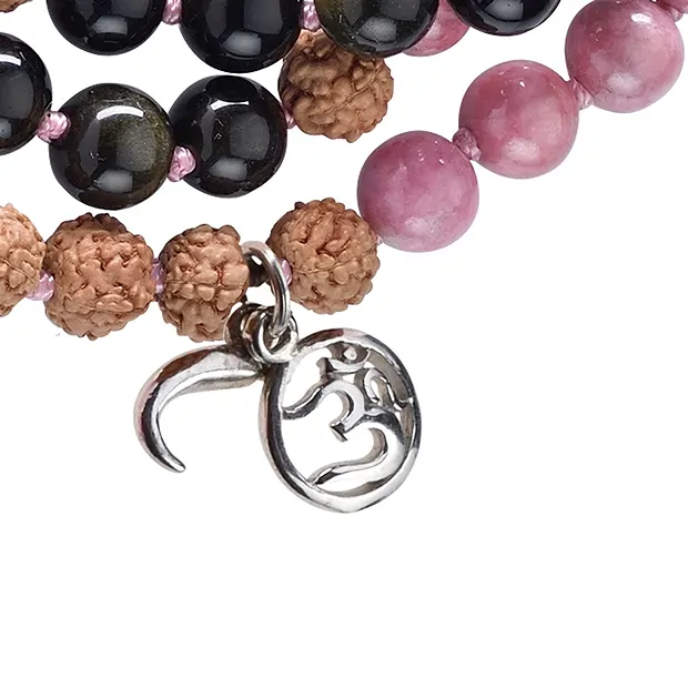 Mala di pietre preziose Mookaite, Ossidiana, Rodonite (curativo) | Marco Schreier