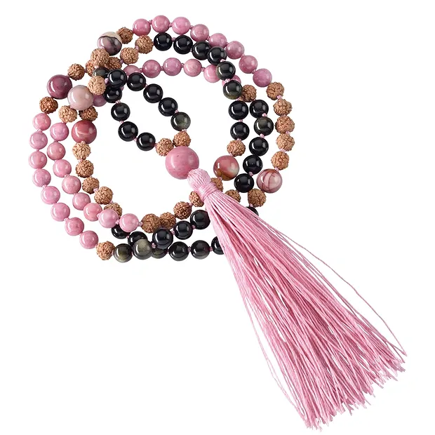 Malas en pierres précieuses Mookaïte, Obsidienne, Rhodonite (guérison) | Marco Schreier