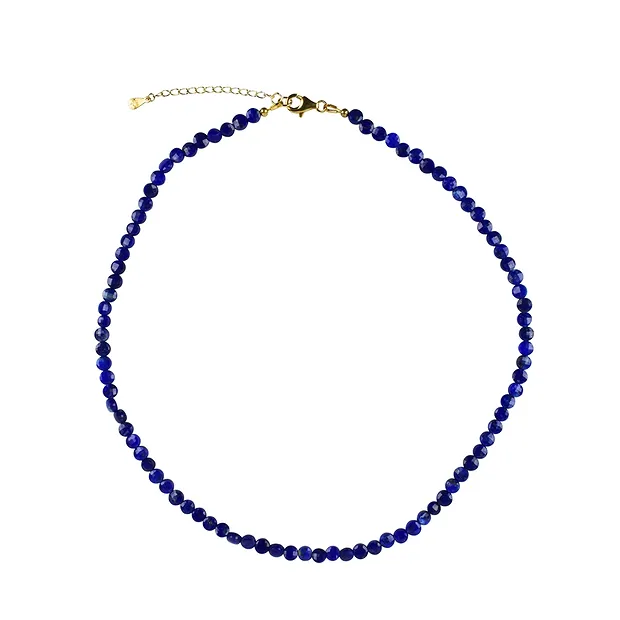 Collana di Lapislazzuli, monete (4,5 mm), sfaccettate, placcate oro | Marco Schreier