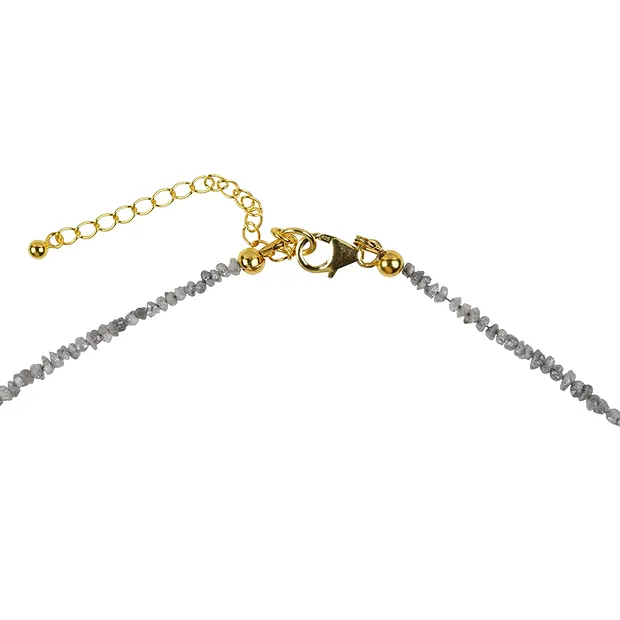 Collar Diamante (gris), cristales en bruto (2,0 - 2,5 mm), chapado en oro, cadena de extensión | Marco Schreier