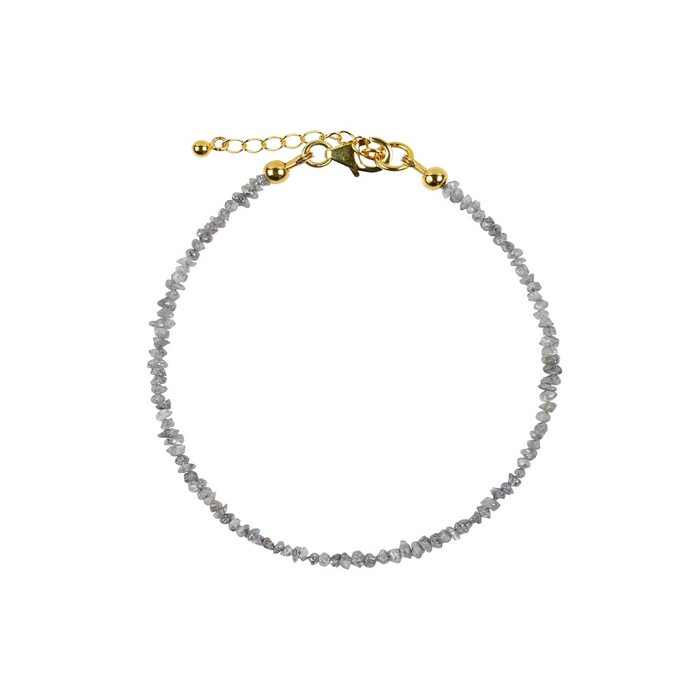 Necklace Diamond (gray), rough crystals (2.0 - 2.5mm), gold-plated, extension chain | Marco Schreier