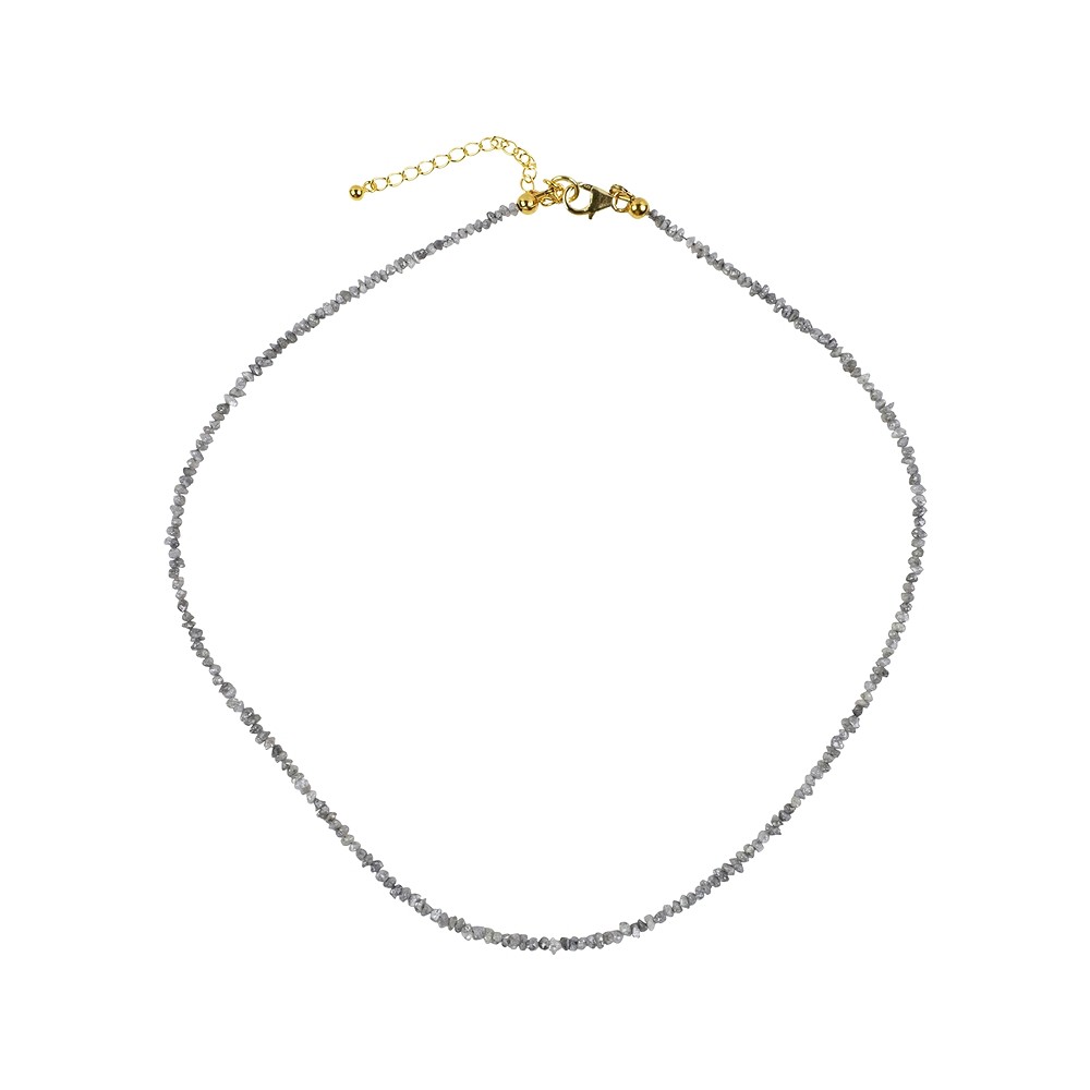 Necklace Diamond (gray), rough crystals (2.0 - 2.5mm), gold-plated, extension chain | Marco Schreier