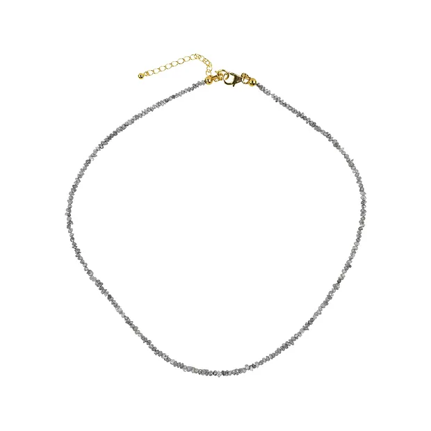 Collar Diamante (gris), cristales en bruto (2,0 - 2,5 mm), chapado en oro, cadena de extensión | Marco Schreier