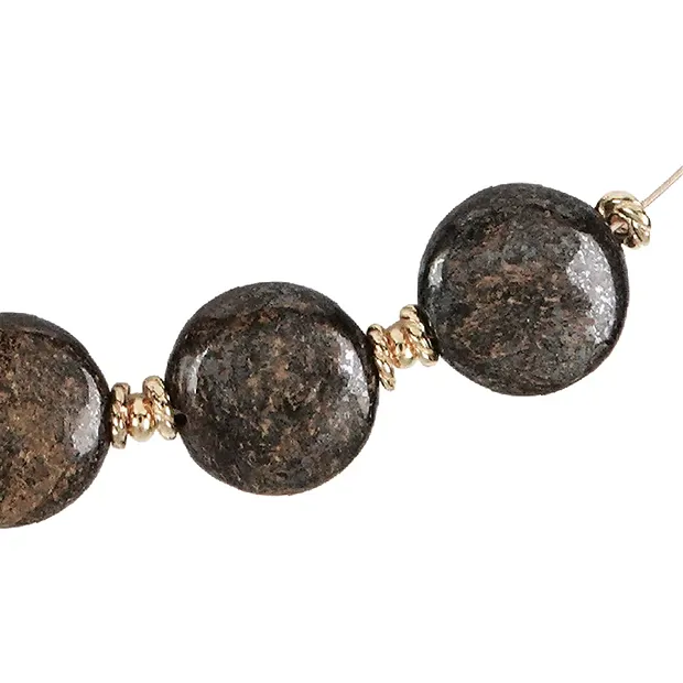 Collier Bronzit, Scheiben, vergoldet, Verlängerungskettchen | Marco Schreier