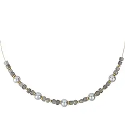241009210022 Collier Pierre de lune en cube, perle, argent doré, Chaîne d'extension | Marco Schreier