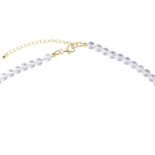 Rock Crystal necklace, beads, Inclus quartz, gold-plated, extension chain | Marco Schreier