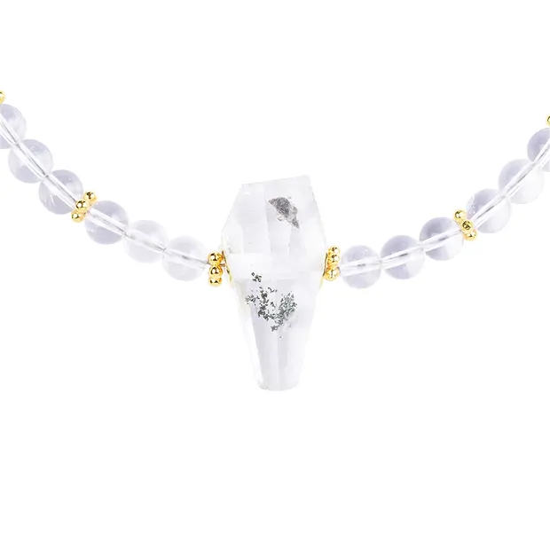 Collier Cristal de roche, boules, quartz inclus, doré, Chaîne d'extension | Marco Schreier