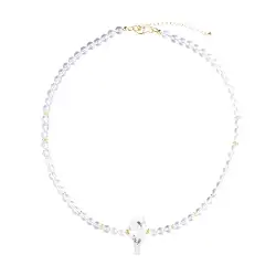 241009220012 Rock Crystal necklace, beads, Inclus quartz, gold-plated, extension chain | Marco Schreier