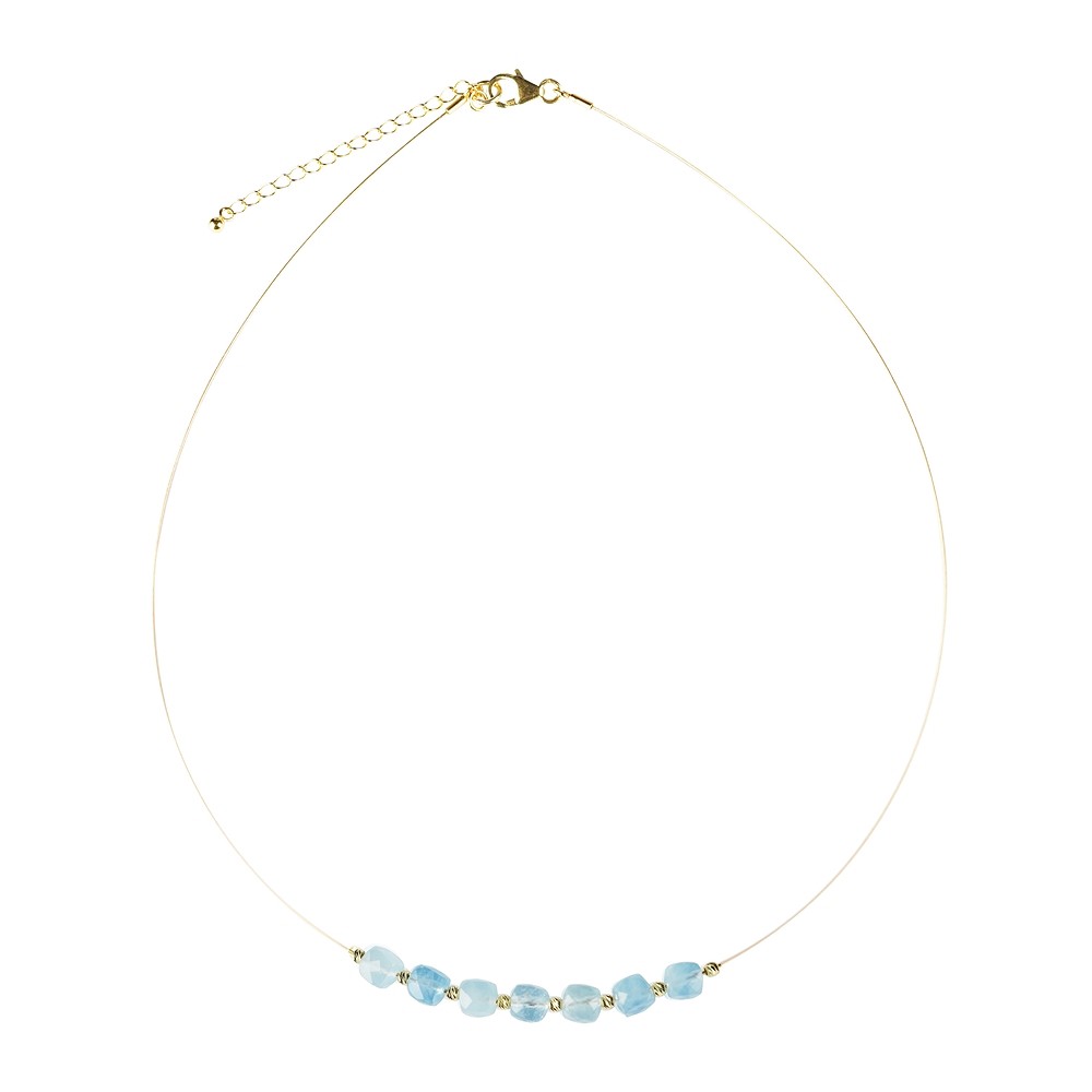 Collier Aquamarin, vergoldet, Verlängerungskettchen | Marco Schreier