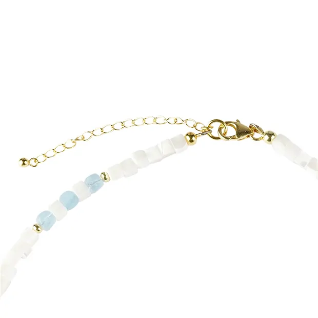 Necklace Aquamarine, Mother of Pearl, gold-plated, extension chain | Marco Schreier