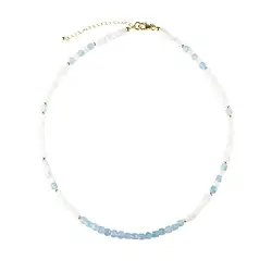 241009230007 Necklace Aquamarine, Mother of Pearl, gold-plated, extension chain | Marco Schreier