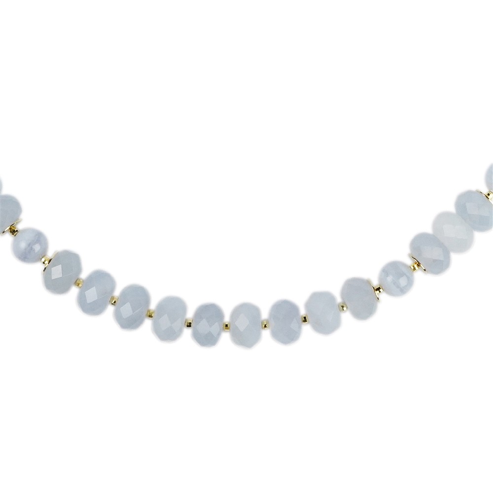 Collier Calcédoine, Boutons facettés, doré, Chaîne d'extension | Marco Schreier