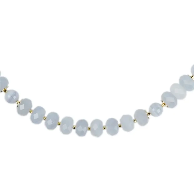 Chalcedony necklace, faceted button, gold-plated, extension chain | Marco Schreier