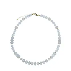 241009230011 Collier Chalcedon, Button facettiert, vergoldet, Verlängerungskettchen | Marco Schreier