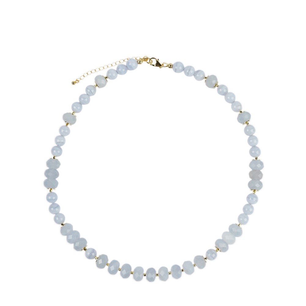 Collier Calcédoine, Boutons facettés, doré, Chaîne d'extension | Marco Schreier