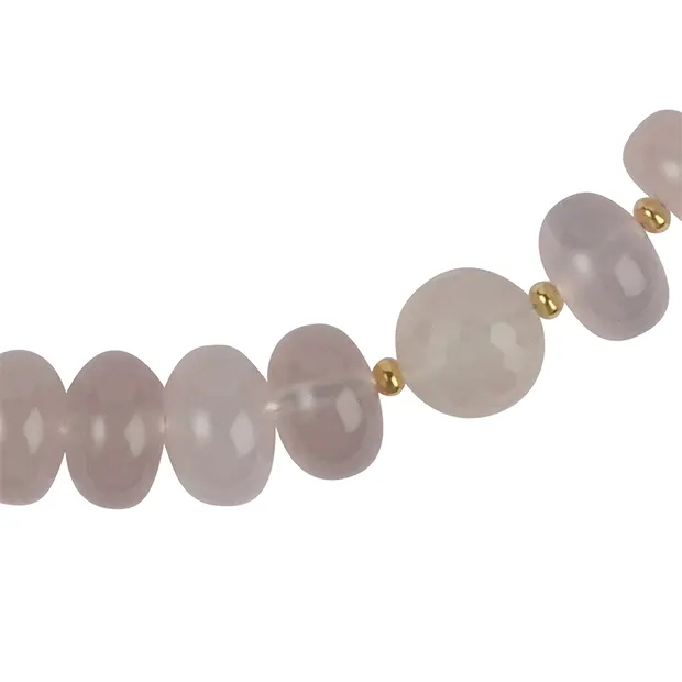 Collier Calcédoine (rose), Bouton, boules facettées, doré, Chaîne d'extension | Marco Schreier