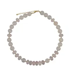 241009230012 Collier Chalcedon (rosa), Button, Kugeln facettiert, vergoldet, Verlängerungskettchen | Marco Schreier