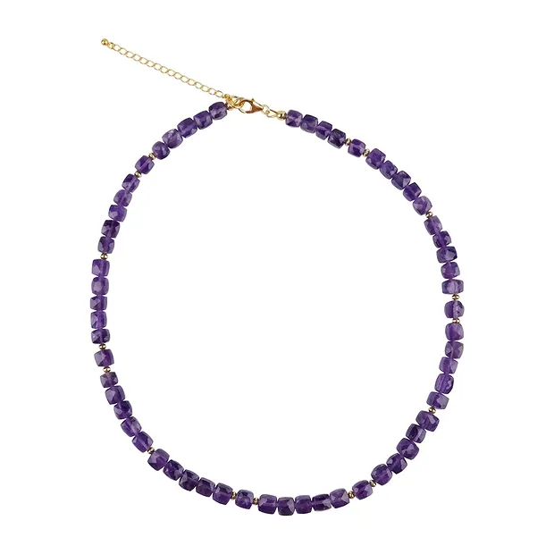 Collier Amethyst, Würfel (6 - 8mm), vergoldet | Edelsteine, Heilsteine & Schmuck