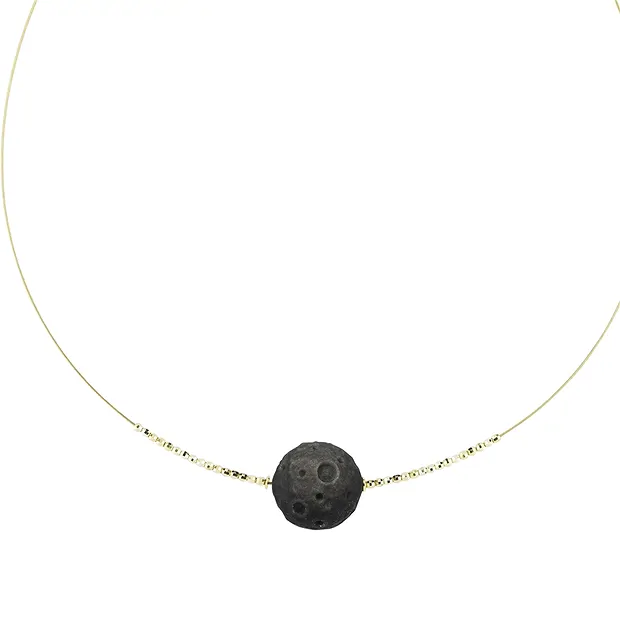 Atelierkette Obsidian (Silberglanz), Mond, vergoldet | Marco Schreier