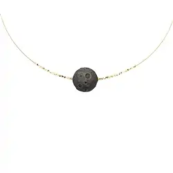 241009230027 Collier obsidienne argentée, lune-sphère, doré, Chaîne d'extension | Marco Schreier