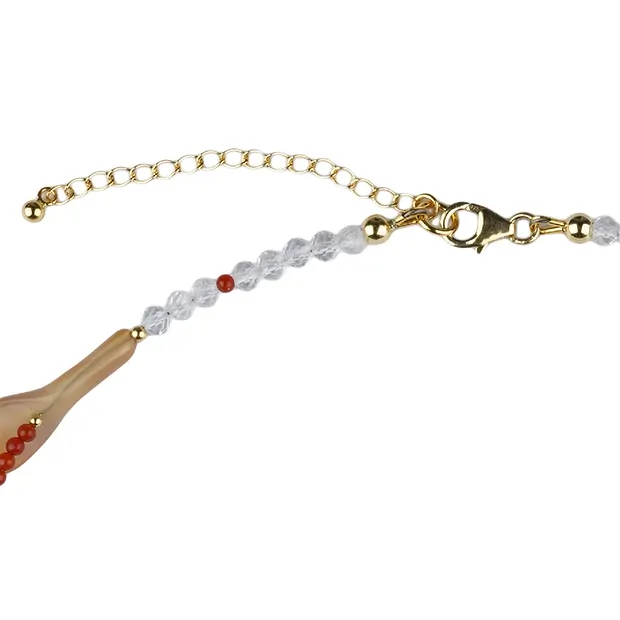 Collier Carneol (gebr.) Calla, vergoldet | GH Edelsteine, Heilsteine & Schmuck