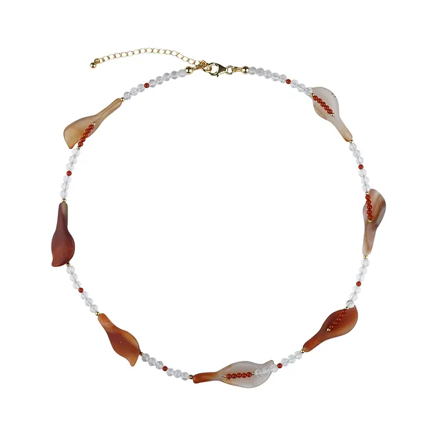 Collier Carneol (gebr.) Calla, vergoldet | GH Edelsteine, Heilsteine & Schmuck