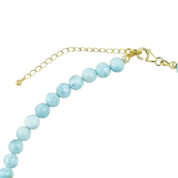 Collier Larimar, boules (7mm), doré, Chaîne d'extension  | Marco Schreier