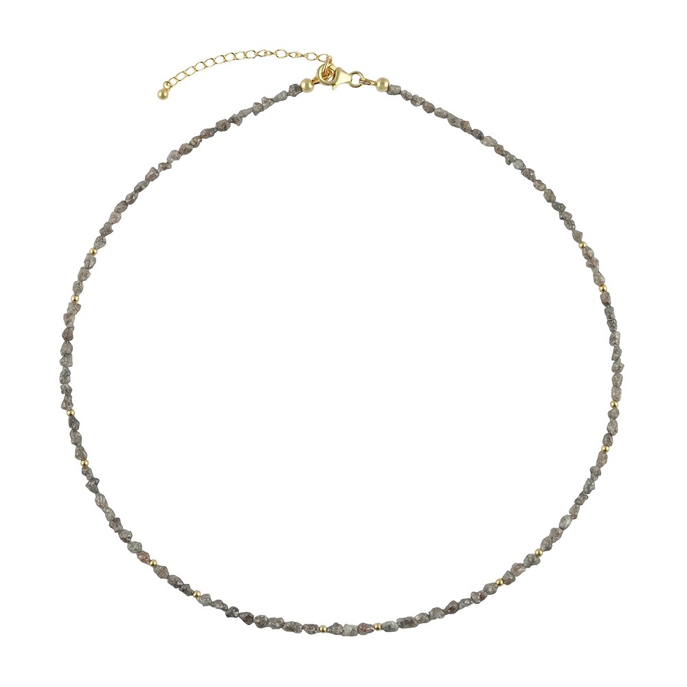 Collar Diamante (gris), cristales en bruto (2,5 mm), chapado en oro, cadena extensible | Marco Schreier
