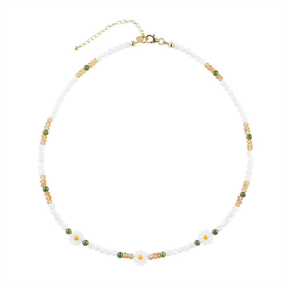 Atelierkette Perlmutt (hell), Margerite, vergoldet | Marco Schreier