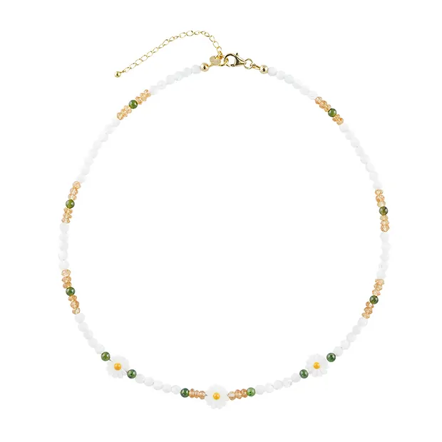 Collier nacre (claire), marguerite, doré | Marco Schreier